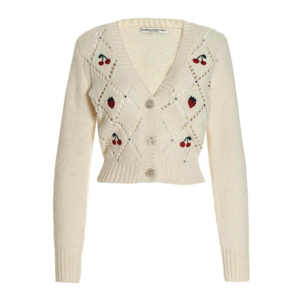 ALESSANDRA RICH ITALY Fruit Alpaca Blend Cardigan Sweater YOOX 40 S NWT $1380